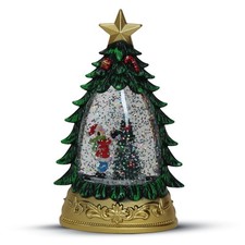 Christmas Snow Globe Tree LED Battery Operated Glitter Swirl Light Up Decoration