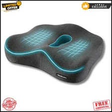 Memory Foam Seat Cushion – Comfort for Back, Tailbone & Hip Support (Gray)