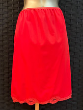 Vintage 60s PHILMAID HALF SLIP Red LARGE Nylon Lace Coquette Vamp Pillow Tab USA