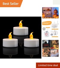 Flickering LED Tea Lights 12 Pack - Warm Yellow, Battery Operated Elegance