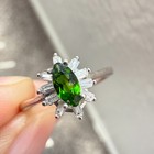 925 Sterling Silver Ring 6x4mm Natural Diopside Gemstone Zircon Flower Handmade — photo 8