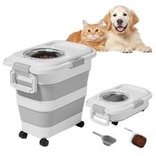 24-28 Lbs Airtight Collapsible Dog Food Storage Container with Wheels  Scoop...