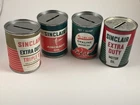 Lot of 4 Vintage Sinclair Opaline Aircraft Metal Coin Bank Motor Oil Can Gas