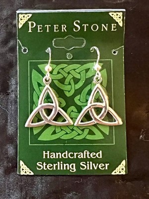 Celtic Knotwork Sterling Silver Triquetra Earrings Peter Stone New