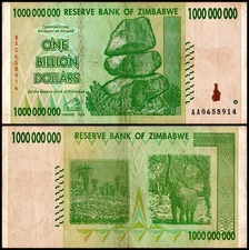 Zimbabwe 1 Billion Dollars, 2008, P-83, Used