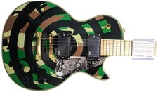 Zakk Wylde BLS Signed Camoflauge Bullseye Spiral Guitar w Sketch ACOA