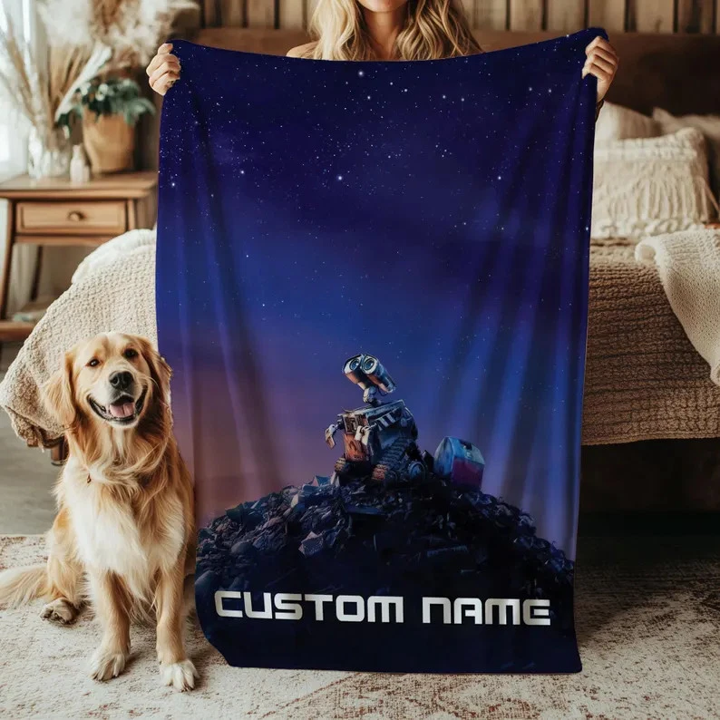 Custom WALL E Blanket, Disney Pixar Starry Sky WALL E Trash Fleece Blanket