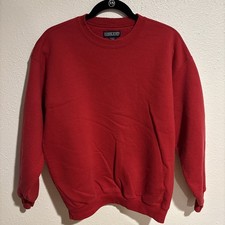 Vintage 80s 90s Lands  End Sweatshirt Women  s Large 14-16 Red Fleece Made in USA