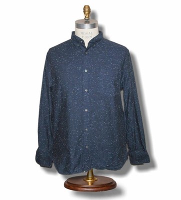 FLINT and TINDER Men's XL Slim Fit Speckled Long Sleeve Shirt Blue Huckberry