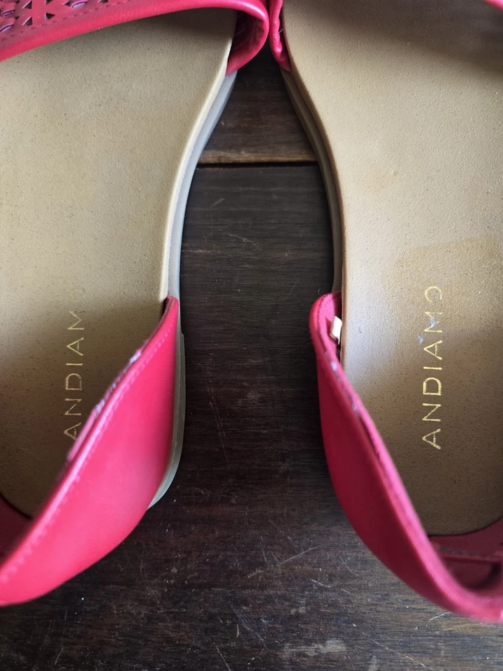 Sandalias de verano para mujer Andiamo rojas punta abierta sin cordones celosía talla 8M Foto 3 de 4