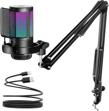 Gaming USB Microphone with Noise Cancellation Mic with Boom Arm for Streaming