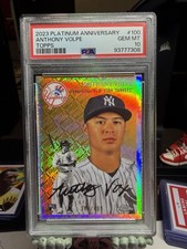 Topps 2023 Chrome Platinum Anthony Volpe #100 RC PSA 10 Refractor /499