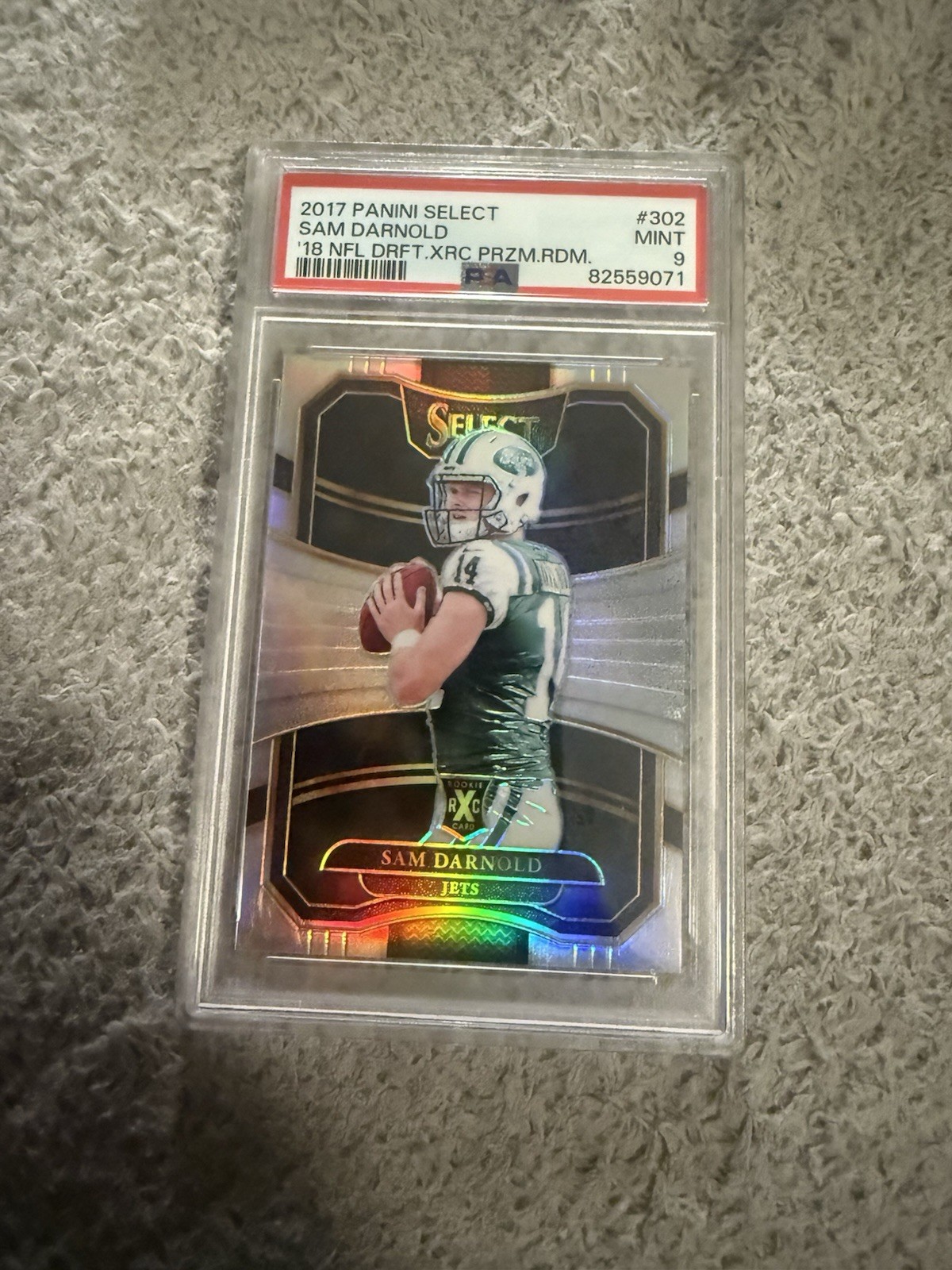 2017 Panini Select 2018 XRC Silver Prizm Rookie Sam Darnold #302 QB2 PSA 9