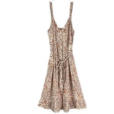 Abercrombie Fitch Smocked Floral Print Midi Dress Button Front Tie Waist XL