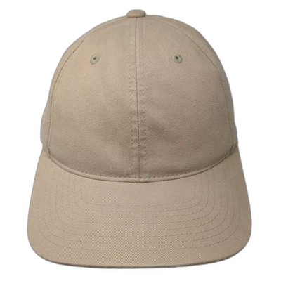 Flexfit Baseball Cap Beige XL Fitted Hat Plain Curved Brim Solid Cotton Blend