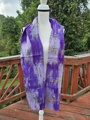 Felted Scarf: Handmade Multi-Colored Merino Wool and Silk