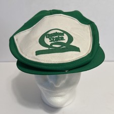 Vintage Quaker State Oil Newsboy Flat Cap Snapback Hat Promo Made In USA 80s