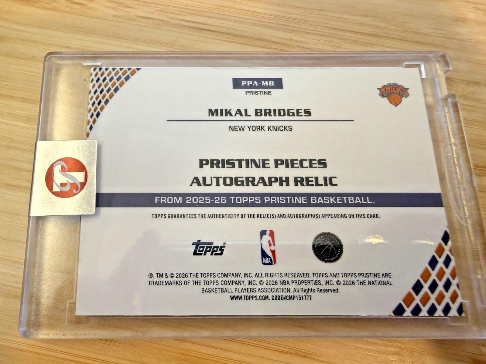 🔥2026 Topps Pristine Mikal Bridges Pristine Game Used Patch Auto /50 NY Knicks view 2