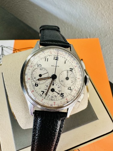 Vintage Gallet Multichron 12  Chronograph Watch Stainless 37mm