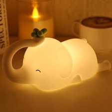 Silicone Elephant Night Light for Kids - 3-Level Dimmable 