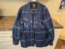 Pendleton The Original Board Shirt Men s Medium Wool Plaid Long Sleeve Blue
