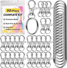 50 PCS Keychain Making Kit with Lobster Claw Clasps  Key Rings  Keychain Clip