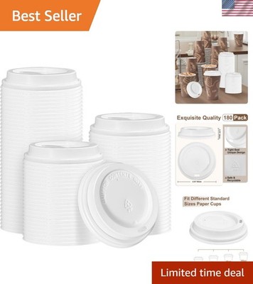 180 Pack Coffee Cup Lids - Disposable Coffee Lid, White Plastic Lids for 10, ...