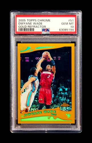 2005 Dwyane Wade Topps Chrome Gold Refractor # 51 SP /99 PSA 10 Gem Mint Pop 6 - Imagen 4 de 4