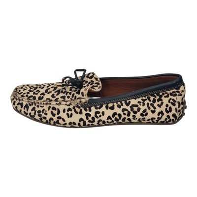 M&S Collection Leder-Fahrhalbschuhe Leopardenmuster weite Passform Flats