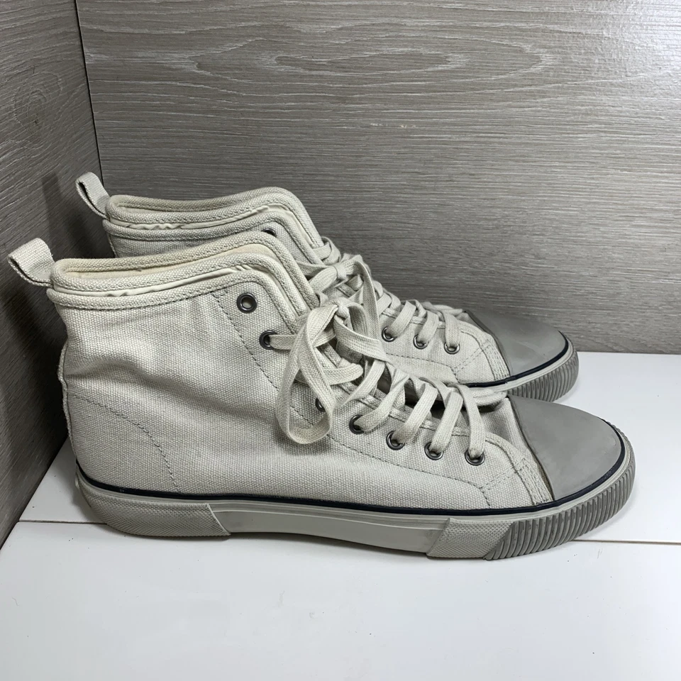 Tênis de lona Allsaints Rigg Hightop cinza claro tamanho 11 EUA/UE 44 - Imagem 4 de 4