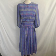 Jonathon Martin: Vintage Pastel Plaid Pleated Dress 5/6 Womens