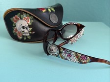 ED HARDY Vintage Tattoo Eyewear Womens Sunglasses w/Case EHS-032 Tortoise Frame