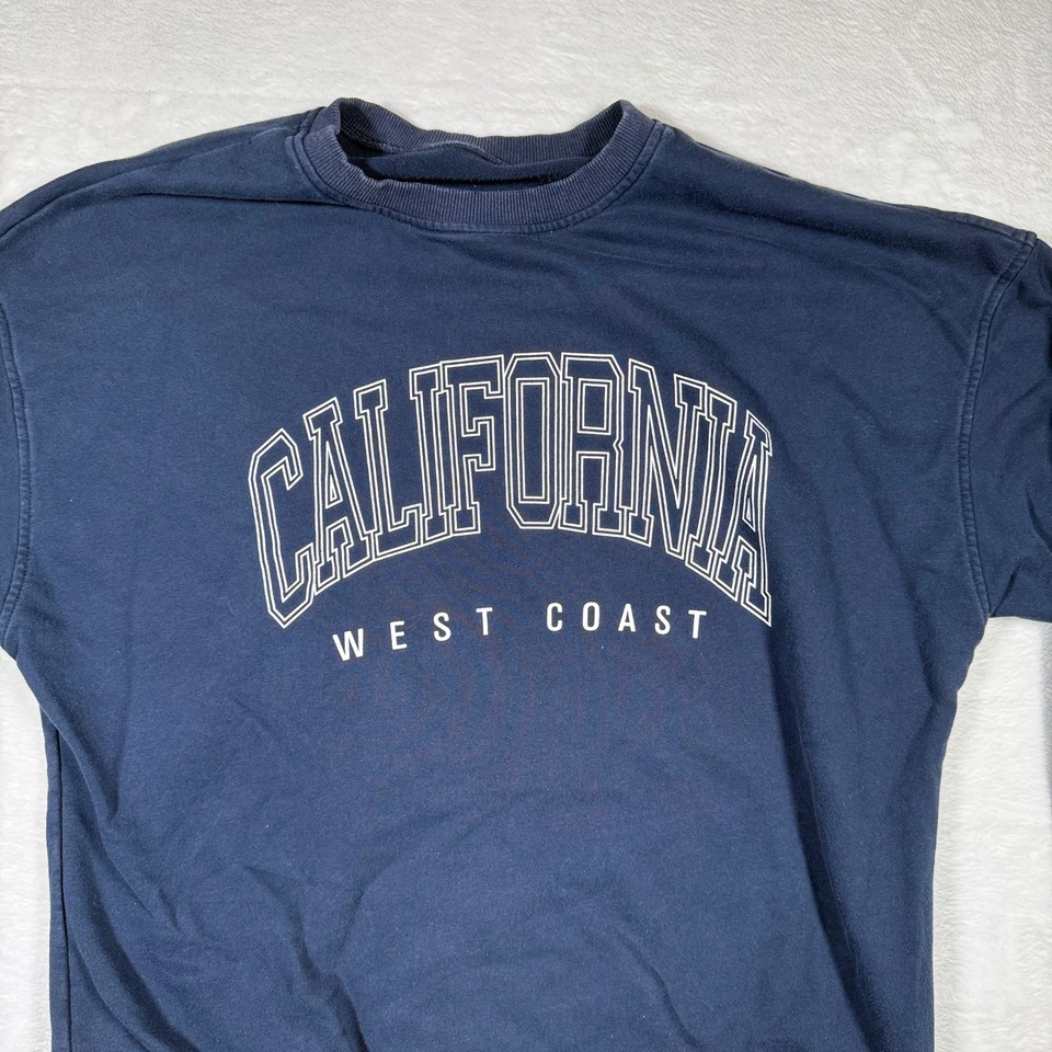 Sudadera con Gráfico California West Coast Azul Marino Cuello Redondo Pullover Top Foto 3 de 4