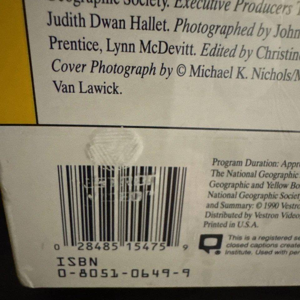 National Geographic Jane Goodall VHS 1990 Vestron Sealed - Image 3 of 3