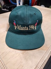 Vintage 1996 Olympics Atlanta Hat Cap SnapBack All Green Logo Very Clean