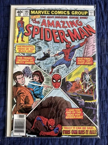 The Amazing SPIDER-MAN #195 1979 Newsstand Marvel Origin & 2nd App Black Cat 🔑