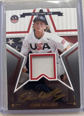 2025 Panini Stars & Stripes Ethan Holliday Gold Ink Black GU Jersey RC Auto SP