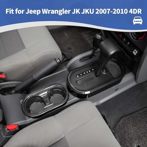 for Wrangler JK Carbon Fiber Cup Holder Trim Cover for Jeep Wrangler JK JKU - Picture 5 of 8