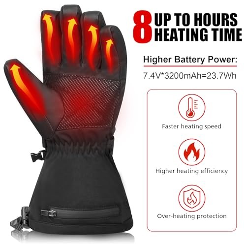 Heated Gloves for Men Women,Electric Heated Ski X-Large heated ski gloves