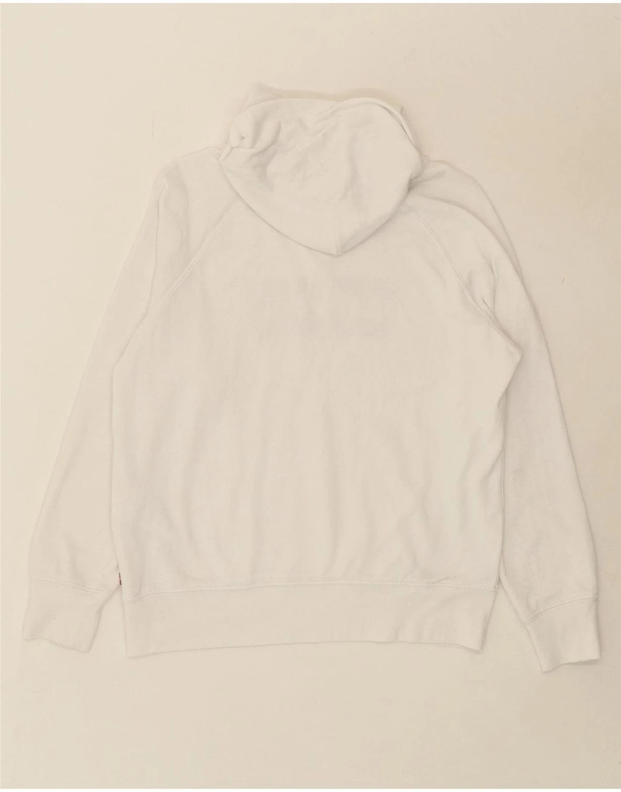 OFF WHITE LEVI'S maglione donna oversize grafico con cappuccio UK 10 piccolo bianco sporco cotone CJ01