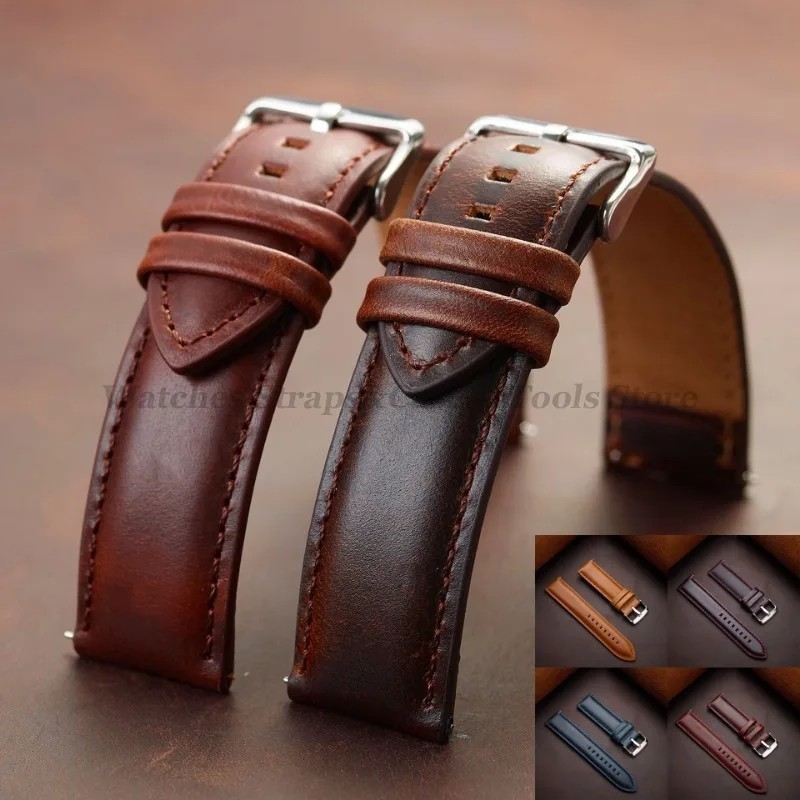 Genuine Leather Watch Strap Quick Release Band 18 20 22 24 26mm Black Brown