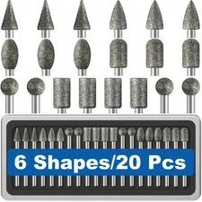 20Pcs 120-Grit Diamond Grinder Bit 1/8" Shank Compatible with Dremel Rotary T...