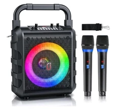 JYX T18-T Bluetooth Speaker/ Karaoke Machine with 2 Microphones,  Lights, Party 