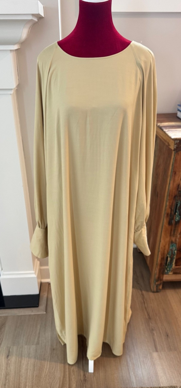 New H&M Women Balloon Sleeve Victorian Button Up Back Maxi Dress Yellow LARGE