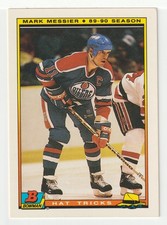 Mark Messier - Edmonton Oilers - Hat Trick (Hockey Card) 1990-91 Bowman # 4 Mint