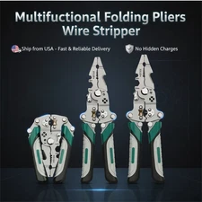 Multifunctional Folding Pliers Wire Stripper,Crimper Cable Cutter Pliers