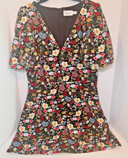 ELIZA J Embroidered 3D Floral Puff Sleeve Midi Dress |Size 14 | Event Ready