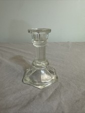 Clear Glass 4-inch Taper Candle Holder with Hexagonal Base