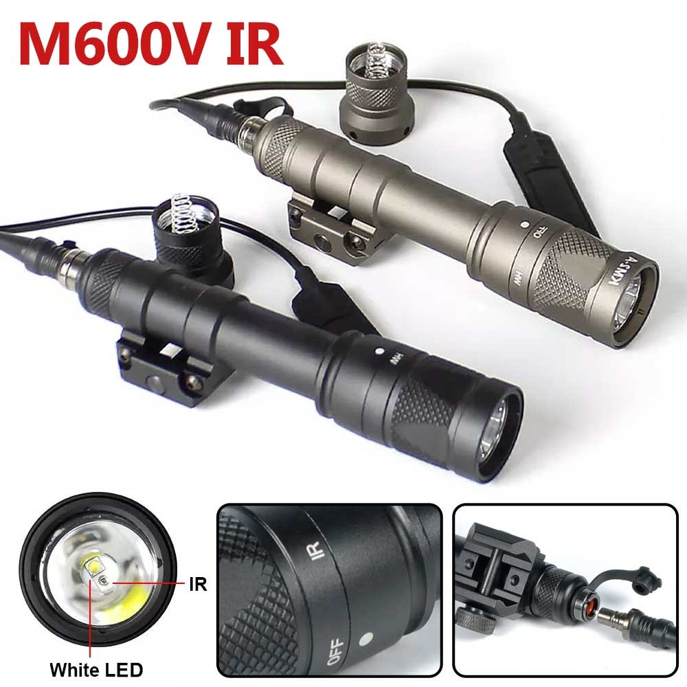 400Lúmenes Linterna LED Luz IR Combo 20mm Riel Picatinny DE #