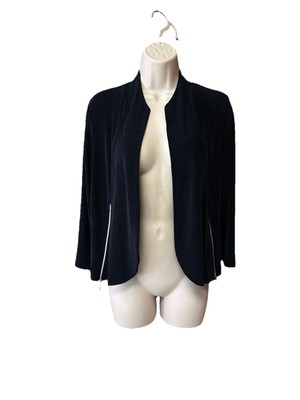 Chico's Travelers  0 Jacket Open Cardigan 3/4 Sleeve Slinky Acetate Zippers E25